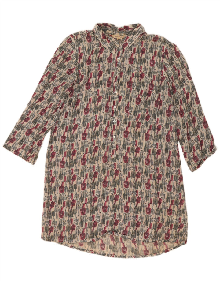 White Stuff Womens Abstract Pattern 3/4 Sleeve Shift Dress UK 8 Small