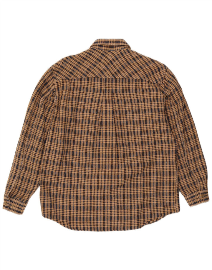 Marlboro Classics Mens Flannel Shirt Large Beige Check Cotton