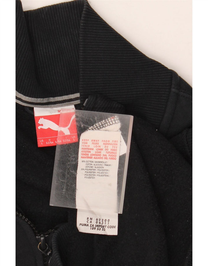 PUMA Mens Graphic Tracksuit Top Jacket Large Black Cotton