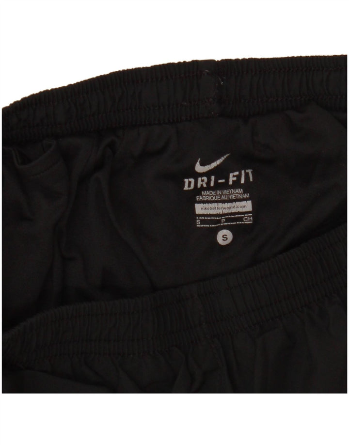 NIKE Womens Dri Fit Graphic Sport Shorts UK 8 Small  Black Colourblock