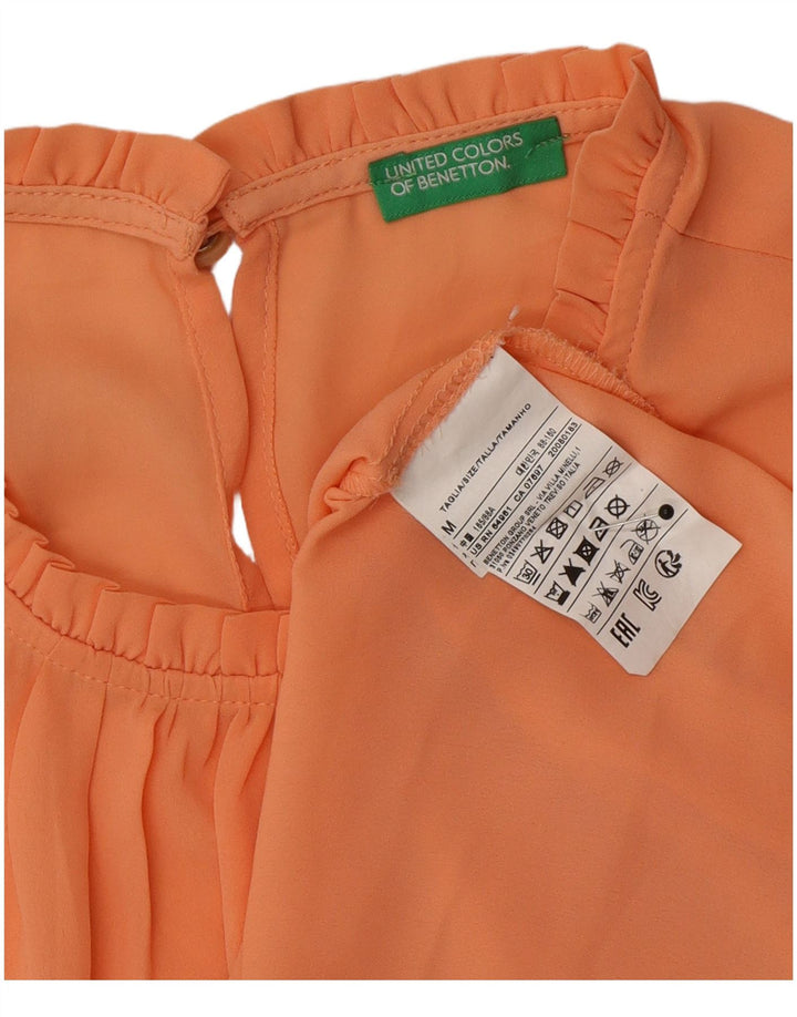Benetton Womens Blouse Top UK 14 Medium Orange Polyester