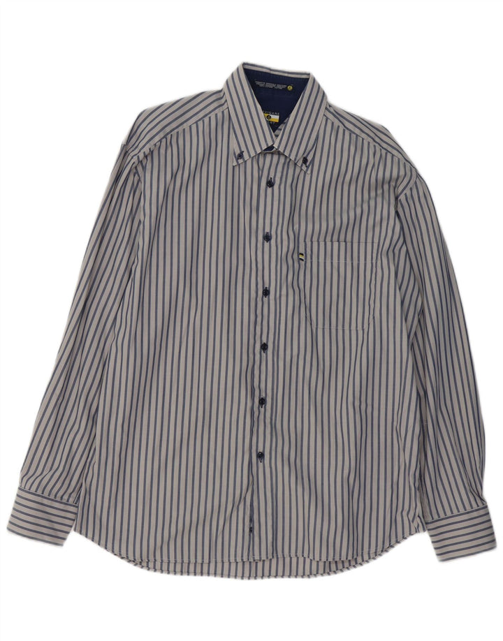 NAVIGARE Mens Shirt Large Blue Striped Cotton