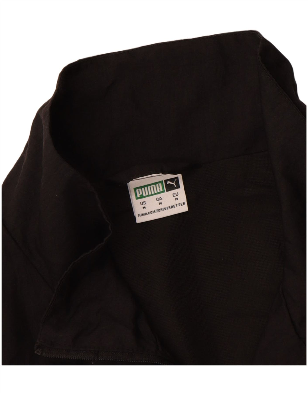 PUMA Womens Crop Graphic Tracksuit Top Jacket UK 14 Medium Black Nylon