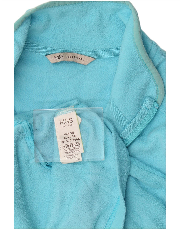 Marks & Spencer Womens Fleece Jacket UK 16 Large  Blue Polyester