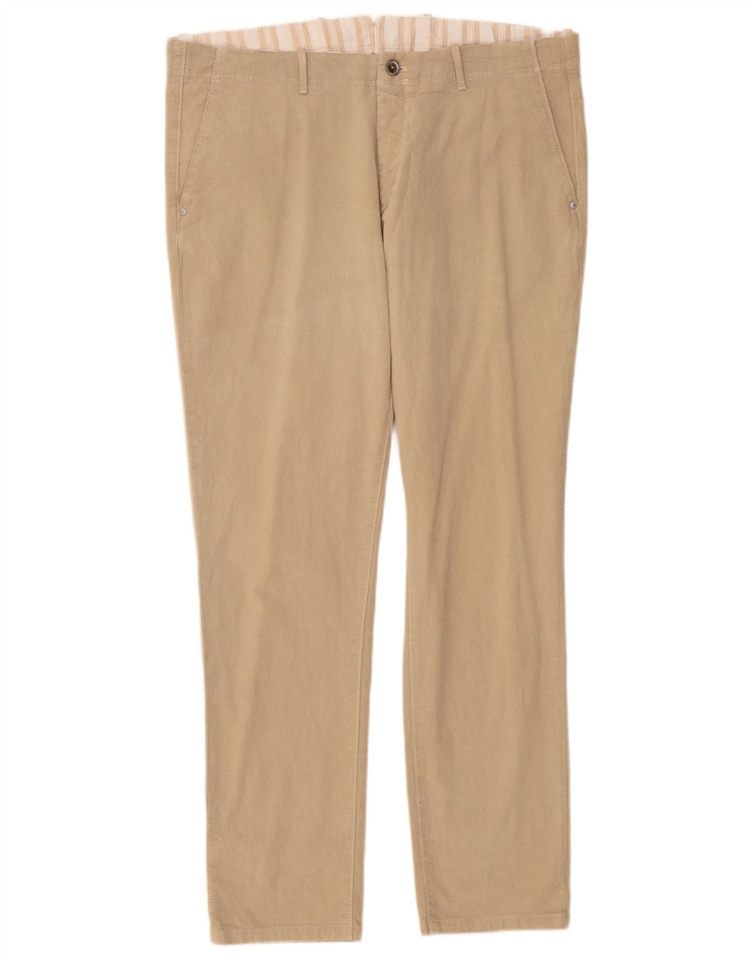MASSIMO DUTTI Mens Slim Fit Chino Trousers EU 46 XL W36 L30 Beige Cotton