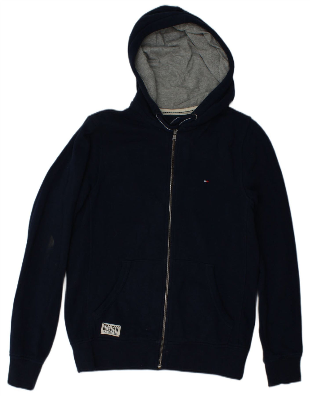 TOMMY HILFIGER Mens Zip Hoodie Sweater Small Navy Blue Cotton