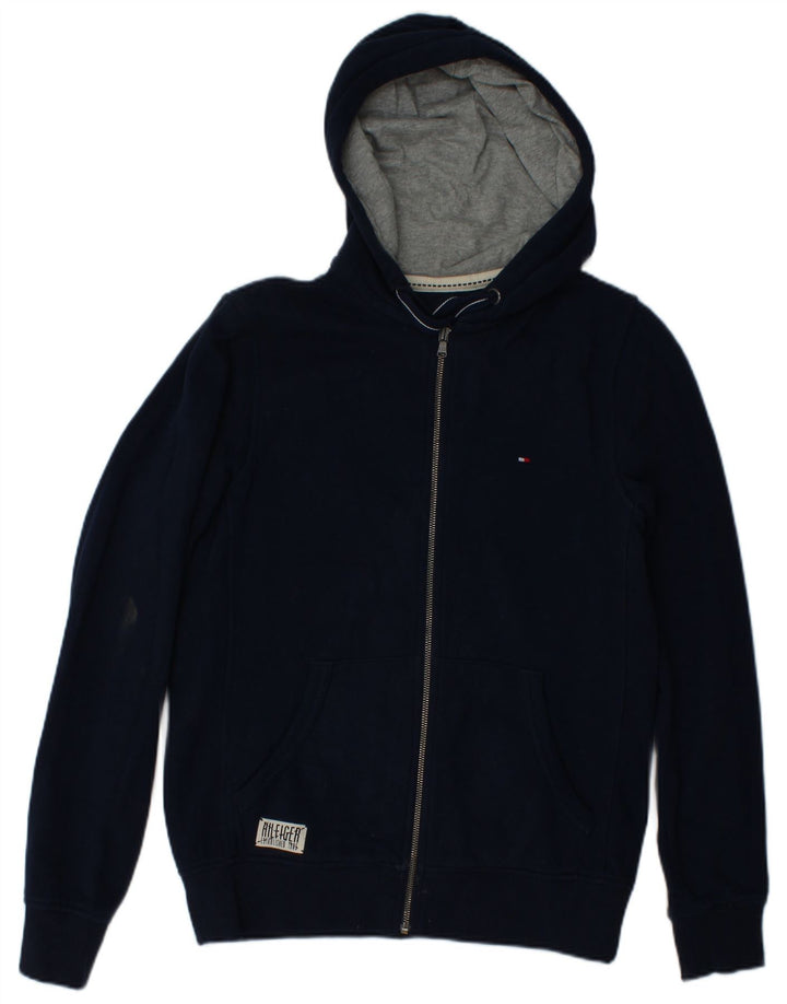 TOMMY HILFIGER Mens Zip Hoodie Sweater Small Navy Blue Cotton