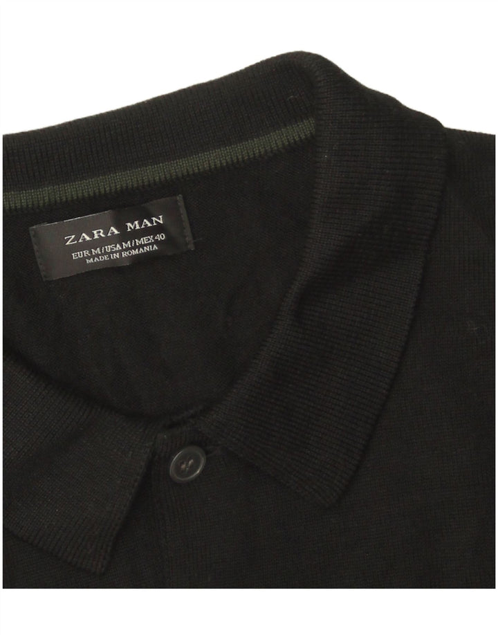 Zara Mens Polo Neck Jumper Sweater Medium Black