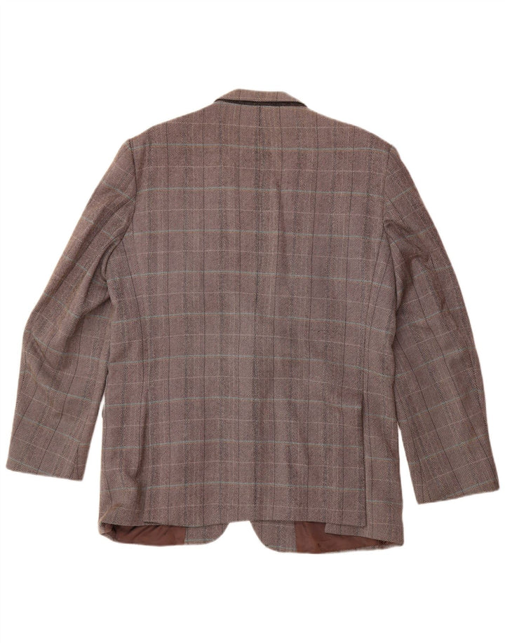 AQUASCUTUM Mens Long 2 Button Blazer Jacket UK 40 Large Grey Herringbone