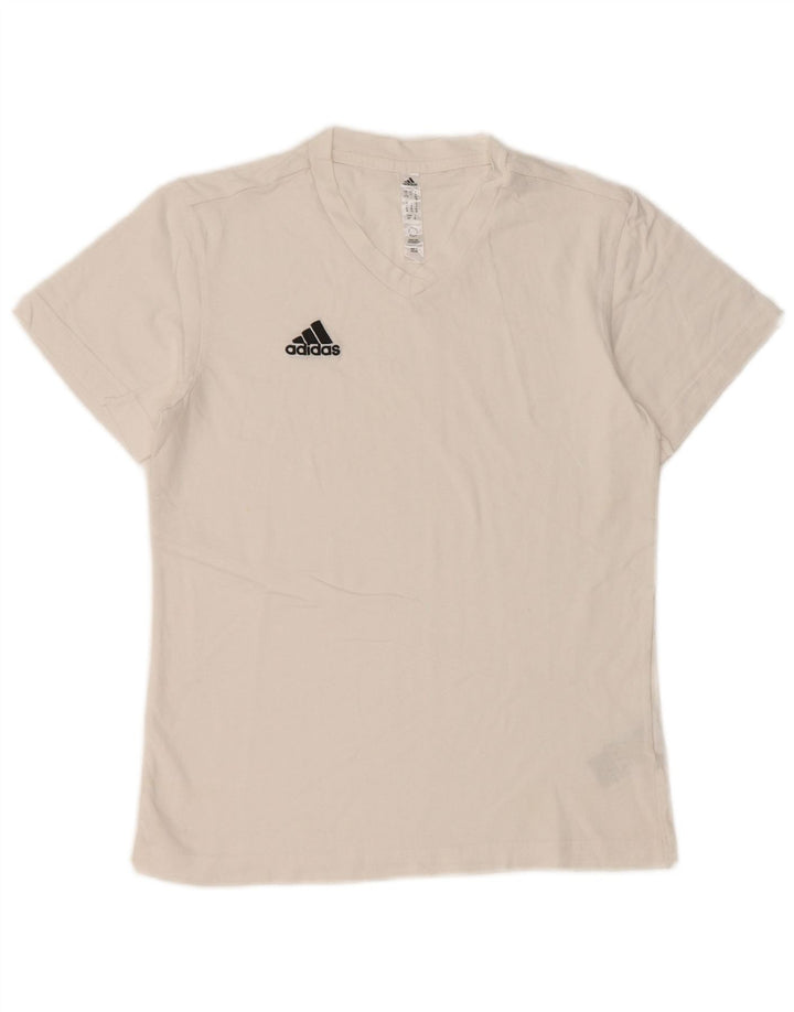ADIDAS Womens T-Shirt Top UK 8/10 Small White Cotton