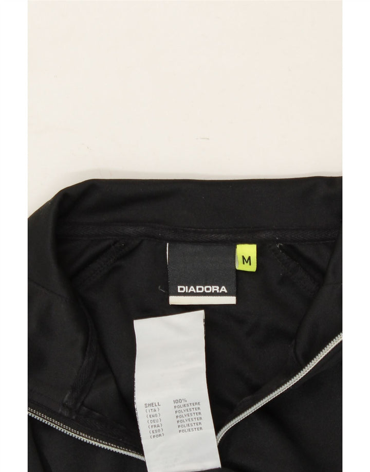DIADORA Womens Tracksuit Top Jacket UK 14 Medium Black Polyester Vintage Diadora and Second-Hand Diadora from Messina Hembry 