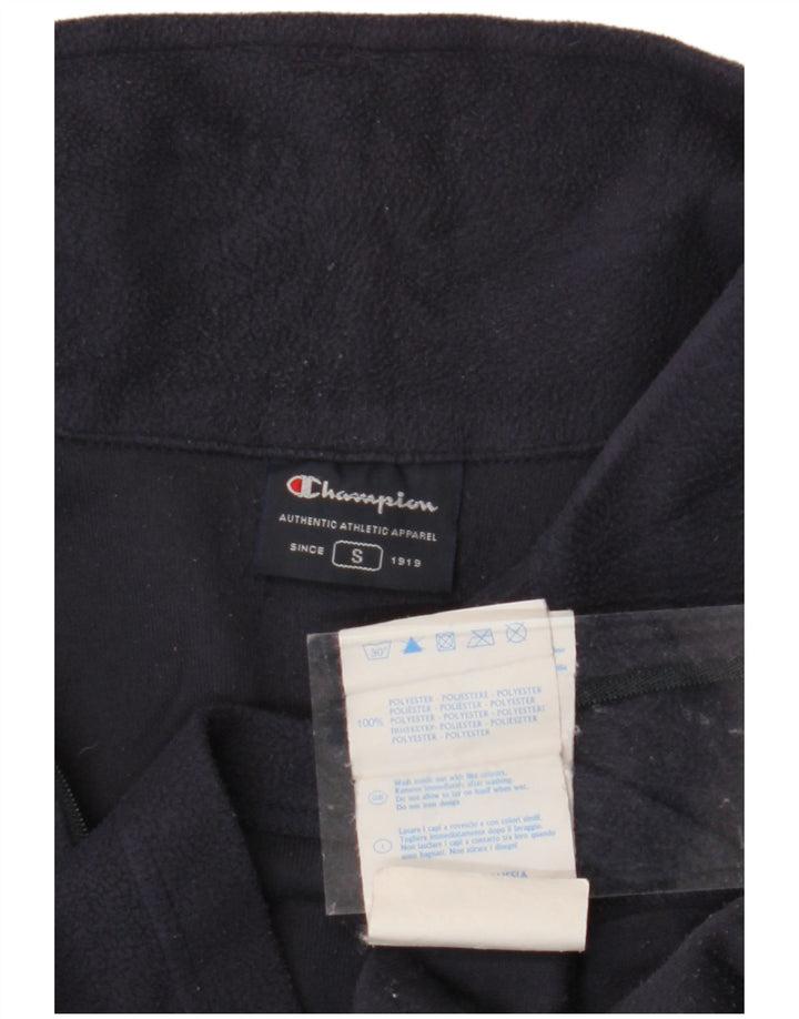 CHAMPION Mens Zip Neck Fleece Jumper Small Navy Blue Polyester