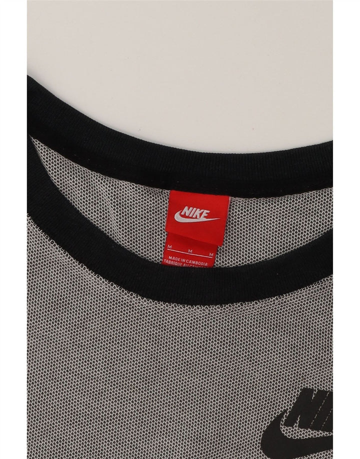 NIKE Womens Crop Oversized T-Shirt Top UK 14 Medium Grey Colourblock Vintage Nike and Second-Hand Nike from Messina Hembry 