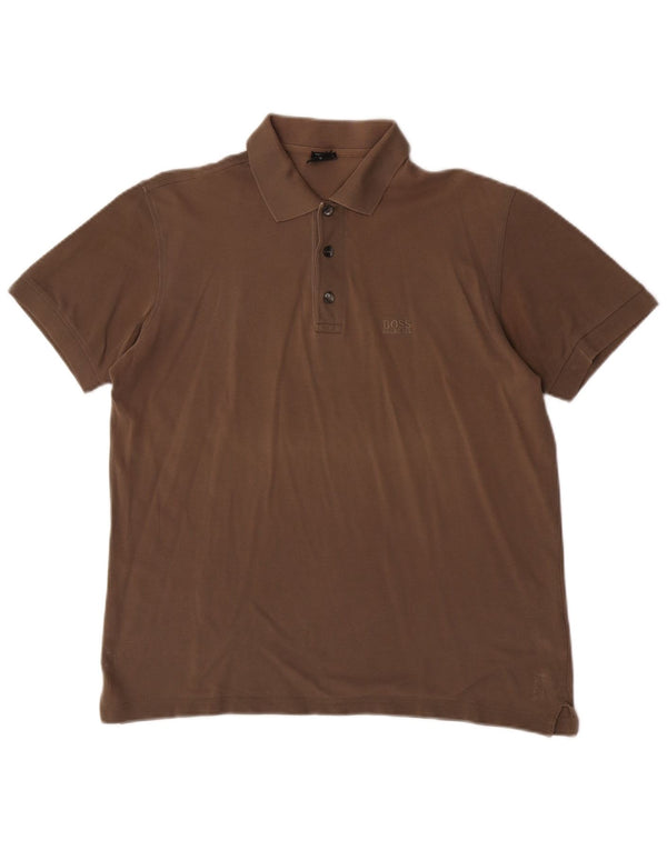 Hugo Boss Mens Polo Shirt Small Brown Cotton