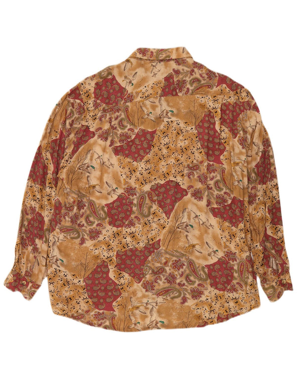 LEADER Mens Shirt Large Beige Paisley Viscose