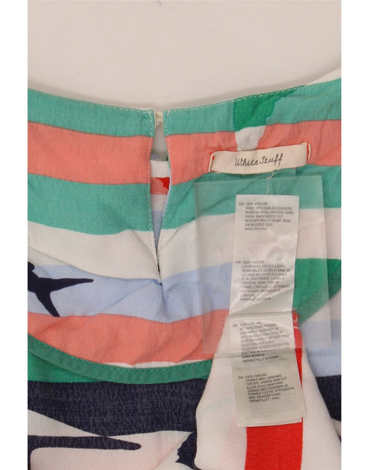 WHITE STUFF Womens Graphic Blouse Top UK 12 Medium Multicoloured Striped