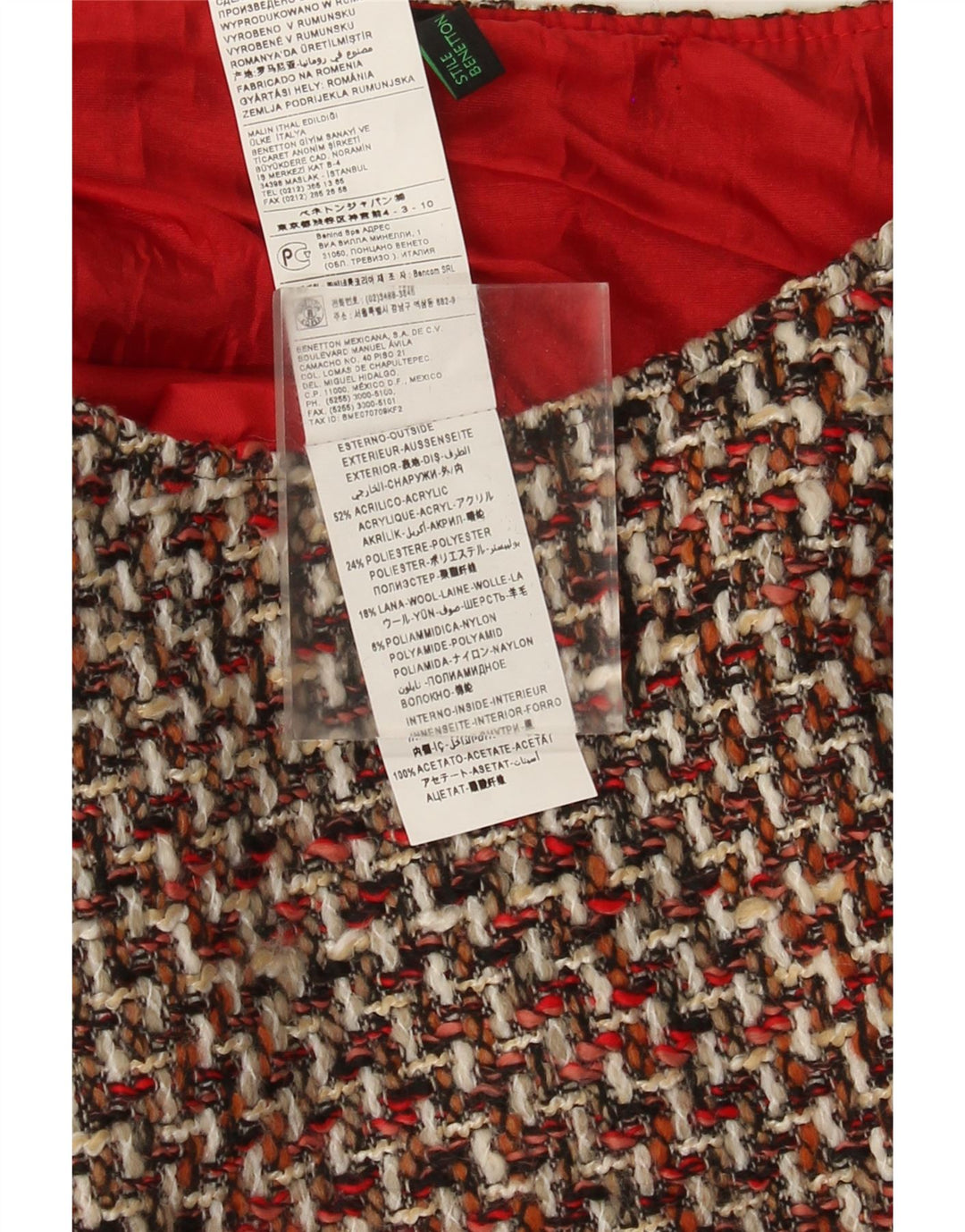 Benetton Womens Shift Dress UK 14 Large Multicoloured Check Acrylic
