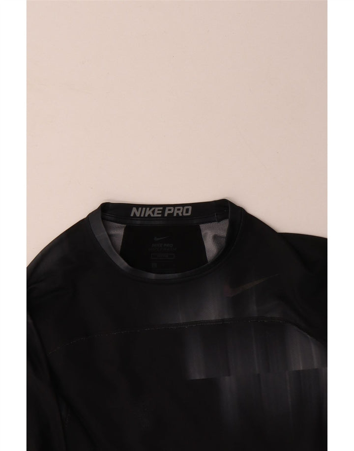 NIKE Mens Top Long Sleeve Large Black Tie Dye Polyester