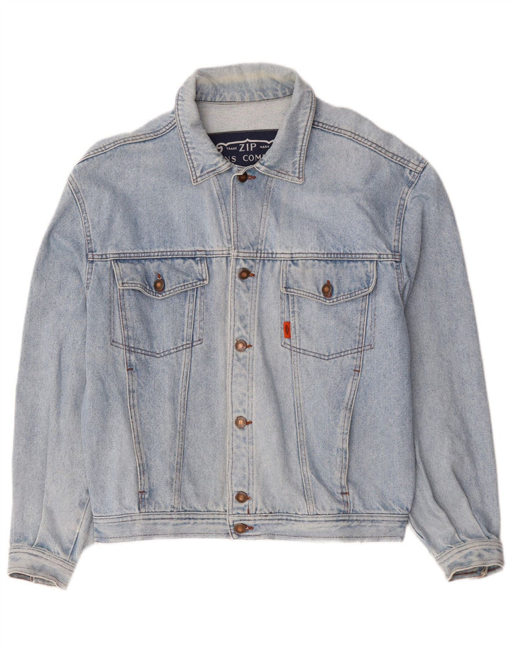 Zip Mens Denim Jacket UK 40 Large Blue