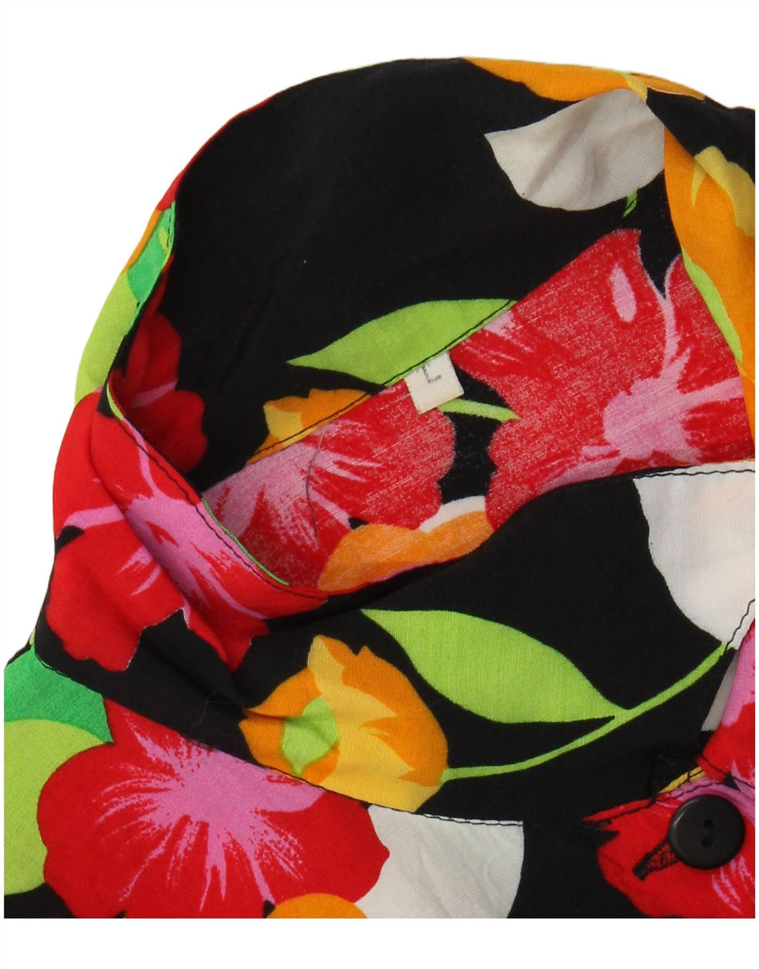VINTAGE Womens Short Sleeve Shirt Blouse UK 16 Large Black Floral