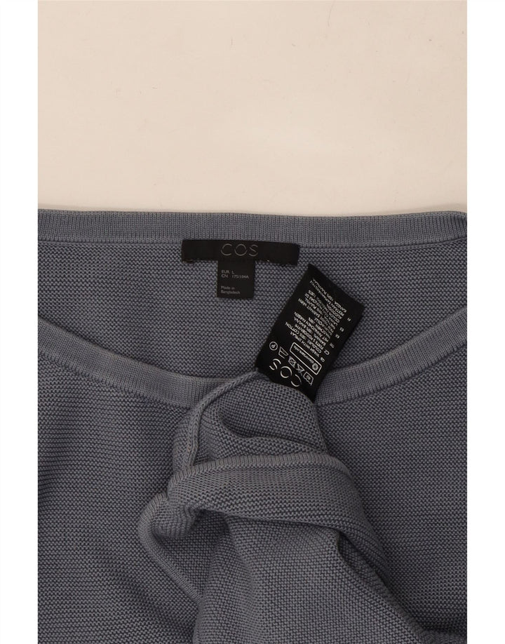 COS Womens Oversized 3/4 Sleeve Boat Neck Jumper Sweater UK 16 Large Grey