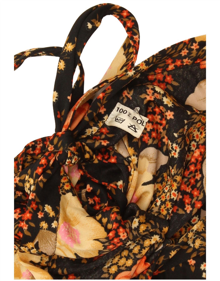 Vintage Womens A-Line Skirt W34 Large Black Floral Polyester