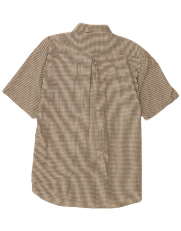 Fila Mens Short Sleeve Shirt XL Beige Gingham Cotton