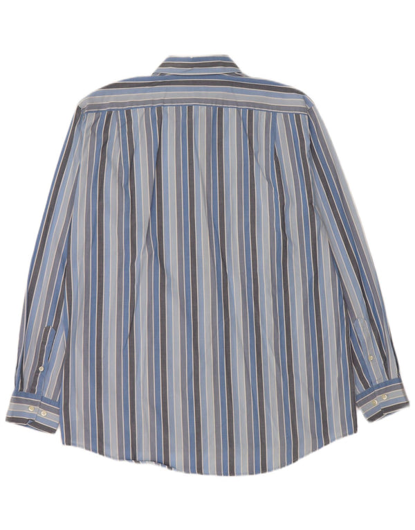 LACOSTE Mens Shirt Size 42 Large Blue Striped Cotton