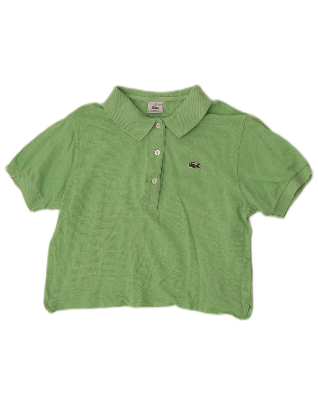 Lacoste Womens Crop Polo Shirt Size 40 Medium Green Cotton