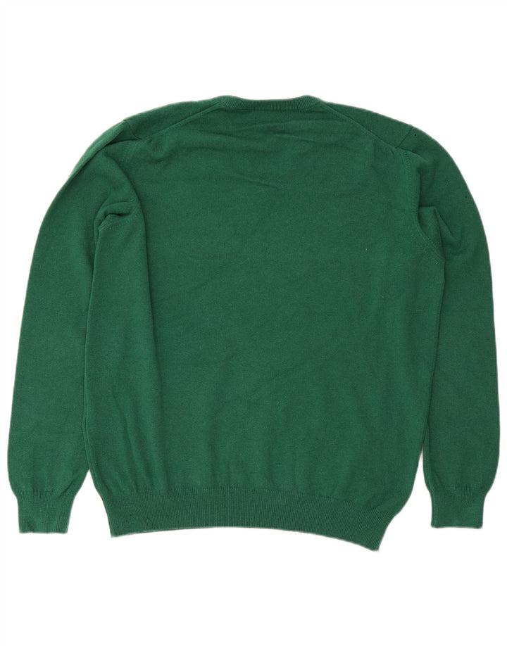 Gant Mens V-Neck Jumper Sweater XL Green Wool
