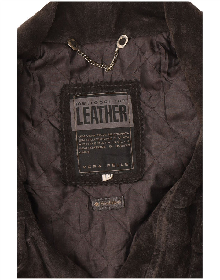 Vintage Womens Suede Oversized Windbreaker Jacket UK 10 Small Grey Leather