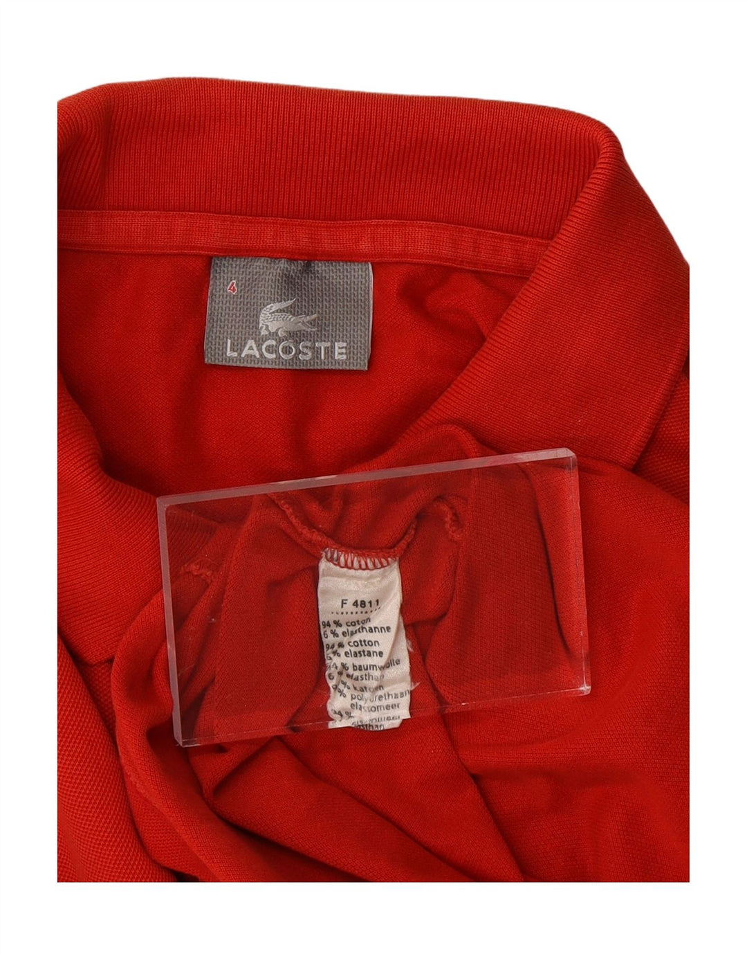 LACOSTE Mens Polo Shirt Size 4 Medium Red Cotton