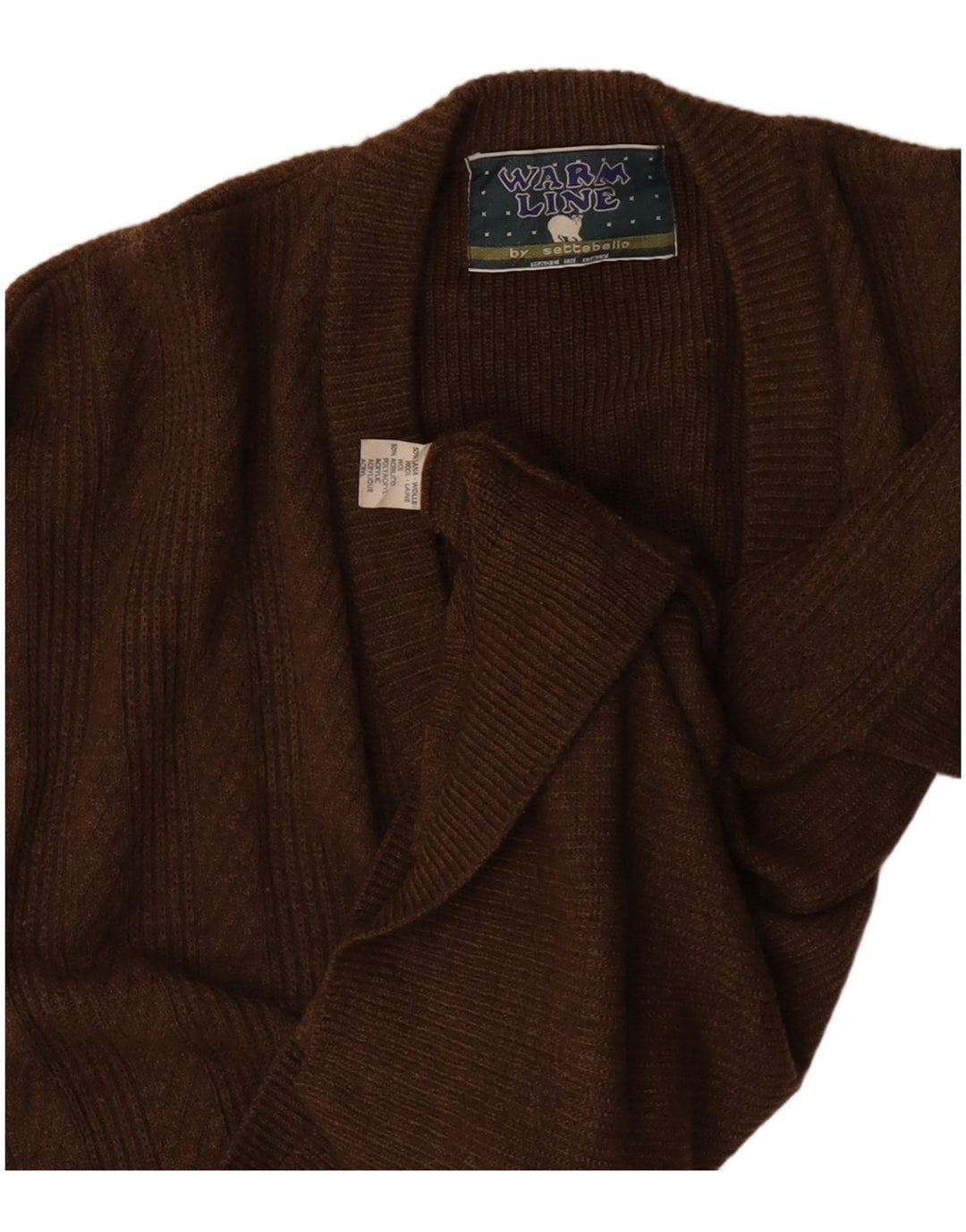 Settebello Mens Cardigan Sweater XL Brown Wool