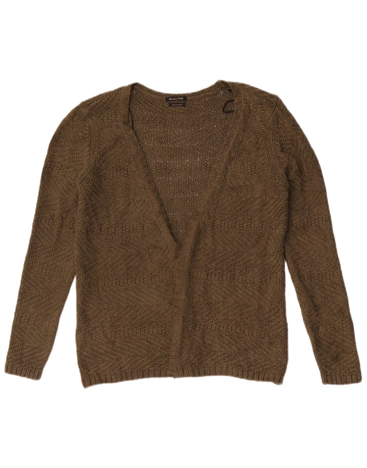 Massimo Dutti Womens Open Cardigan Sweater UK 12 Medium Khaki