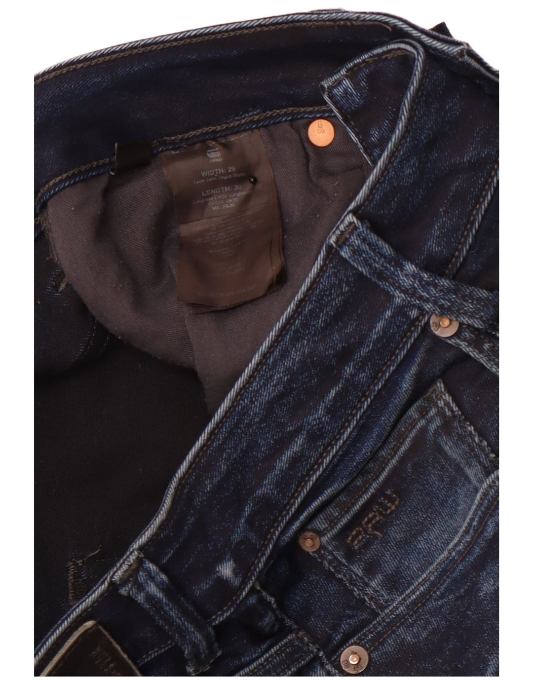 G-STAR Womens 3301 Slim Jeans W29 L30 Navy Blue Cotton