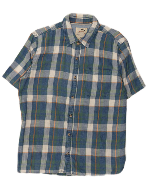 Fat Face Mens Short Sleeve Flannel Shirt Medium Blue Check Cotton