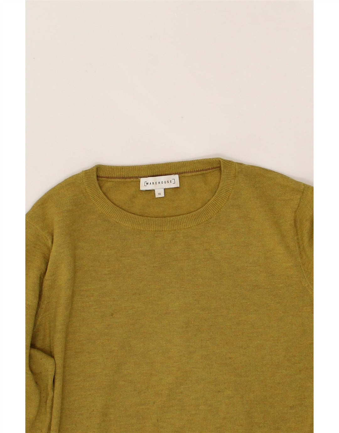 WAREHOUSE Womens Crew Neck Jumper Sweater UK 12 Medium  Green Polyester Vintage Warehouse and Second-Hand Warehouse from Messina Hembry 