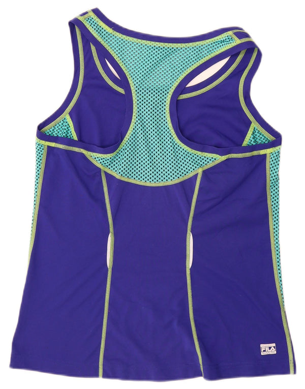 FILA Womens Vest Top UK 12 Medium Purple Colourblock Polyester