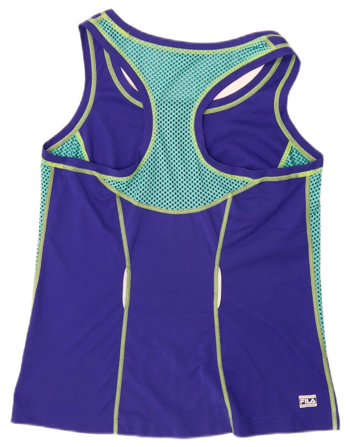 FILA Womens Vest Top UK 12 Medium Purple Colourblock Polyester