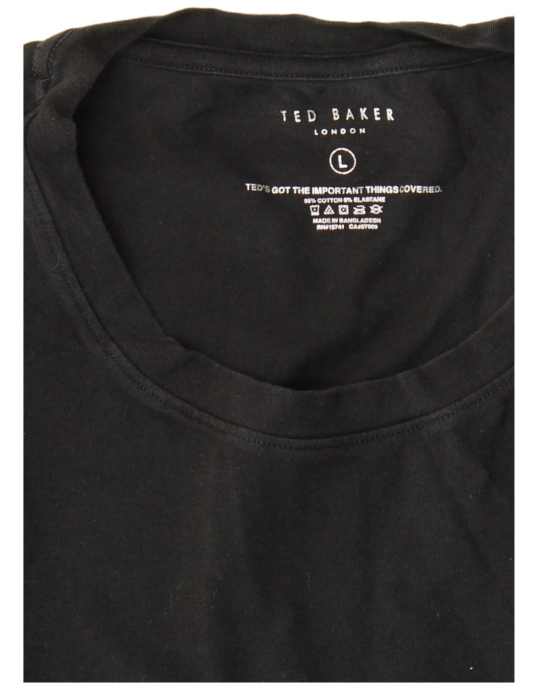 Ted Baker Mens T-Shirt Top Large Black Cotton