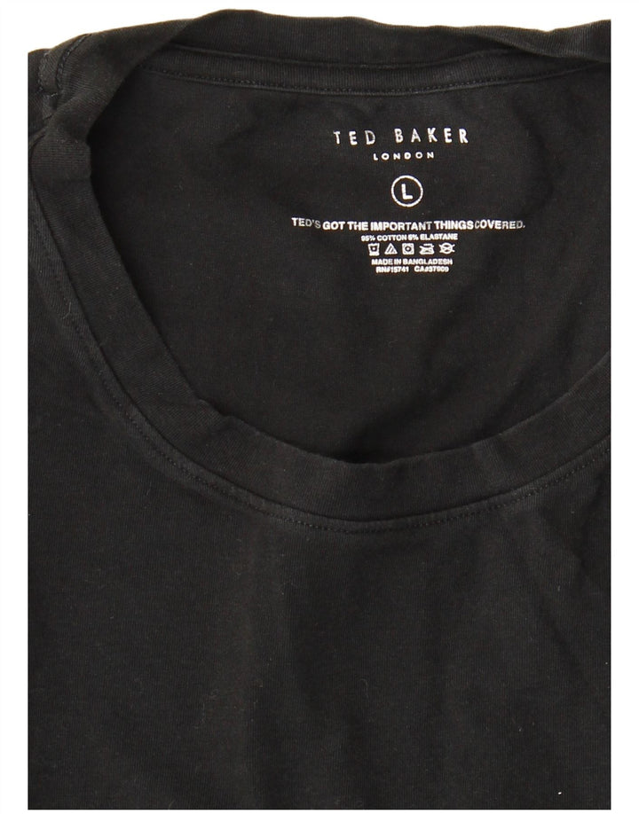 Ted Baker Mens T-Shirt Top Large Black Cotton