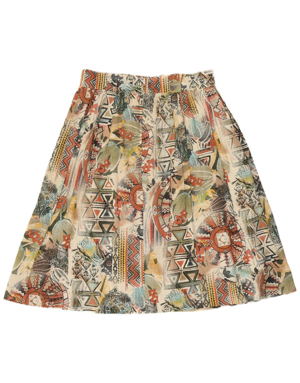 VINTAGE Womens Pleated Skirt UK 16 Large W32 Multicoloured Geometric