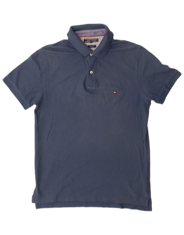 TOMMY HILFIGER Mens Slim Fit Polo Shirt Large Blue Cotton