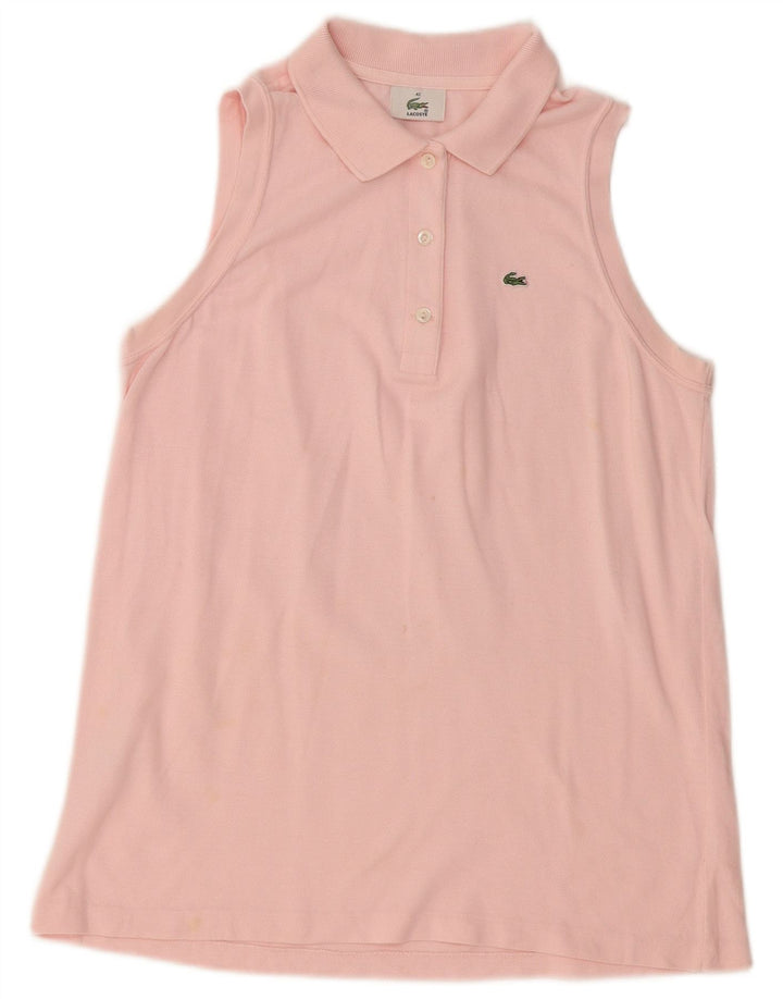 LACOSTE Womens Sleeveless Polo Shirt Size 42 Large Pink Cotton