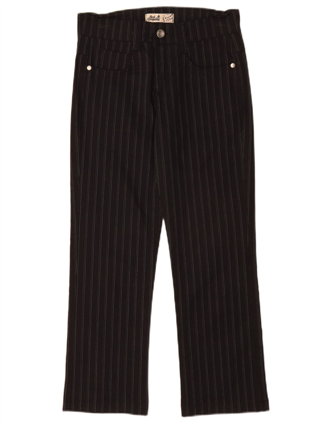 BEST COMPANY Girls Casual Trousers 7-8 Years W24 L25 Black Pinstripe
