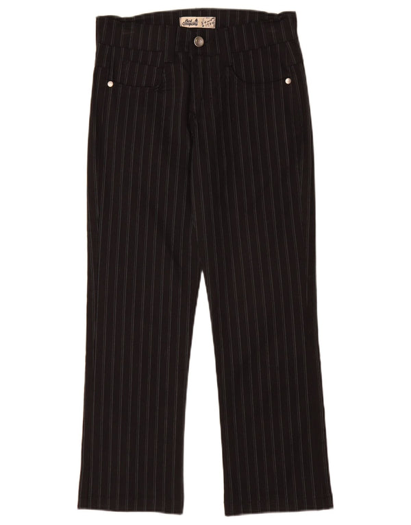 BEST COMPANY Girls Casual Trousers 7-8 Years W24 L25 Black Pinstripe