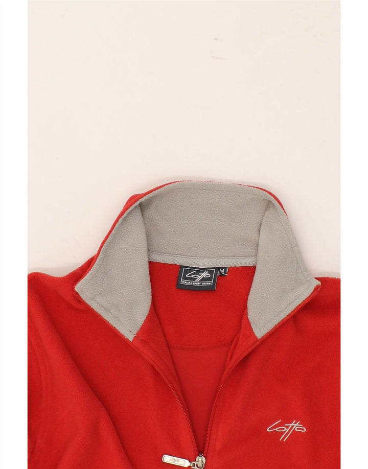 LOTTO Womens Zip Neck Fleece Jumper UK 14 Medium Red Polyester Vintage Lotto and Second-Hand Lotto from Messina Hembry 