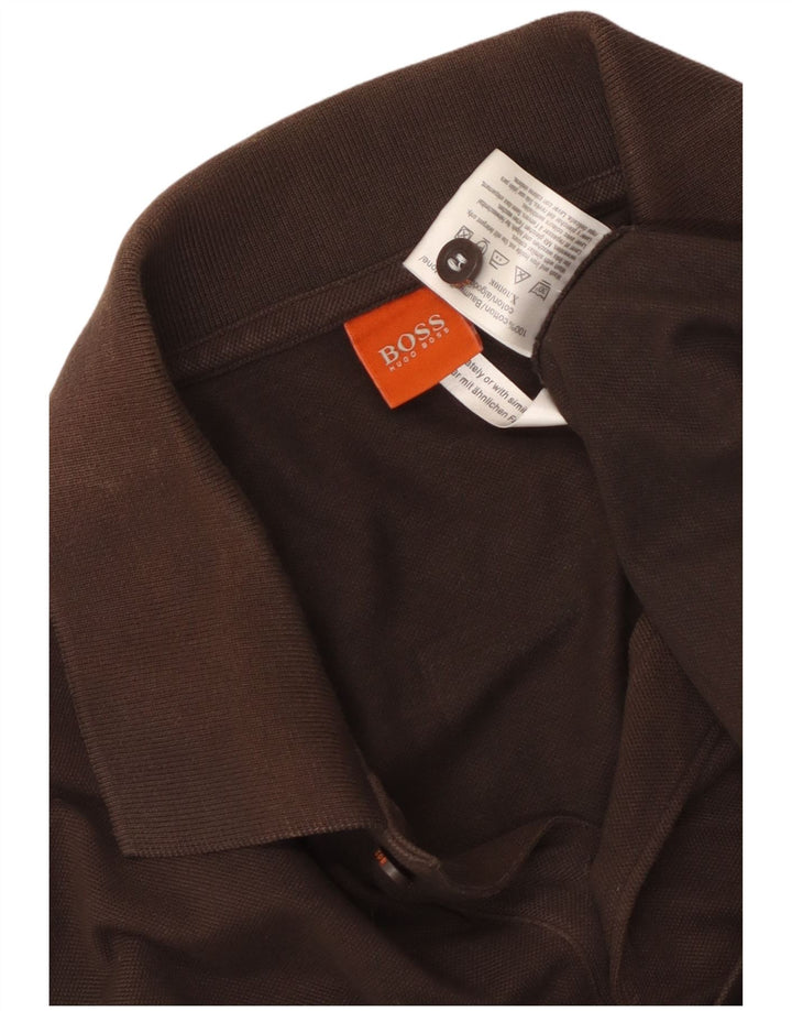 HUGO BOSS Mens Polo Shirt XL Brown Cotton
