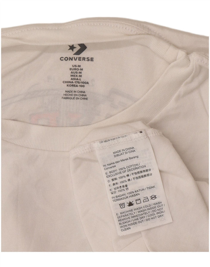 Converse Mens Chuck Taylor Graphic T-Shirt Top Medium White Cotton