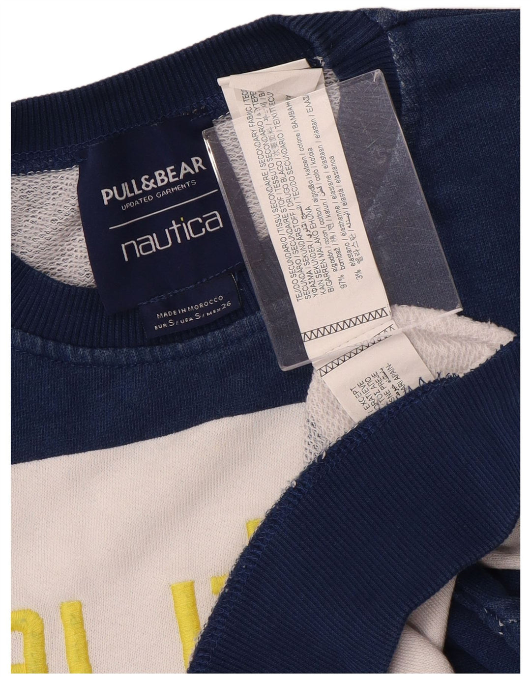 NAUTICA Womens Oversized Sweatshirt Jumper UK 10 Small Navy Blue Striped